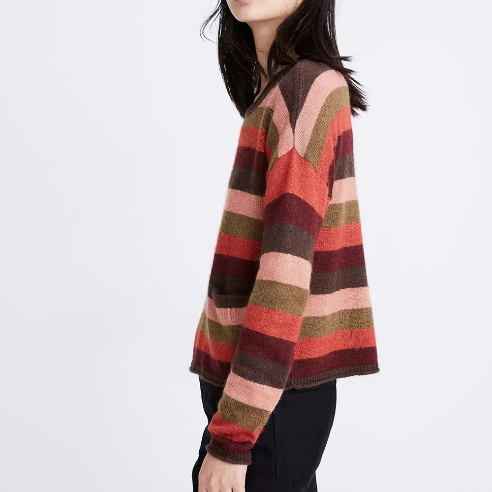 Madewell Chelsea Pocket Pullover Sweater in Multi-Stripe Size S - Picture 10 of 11